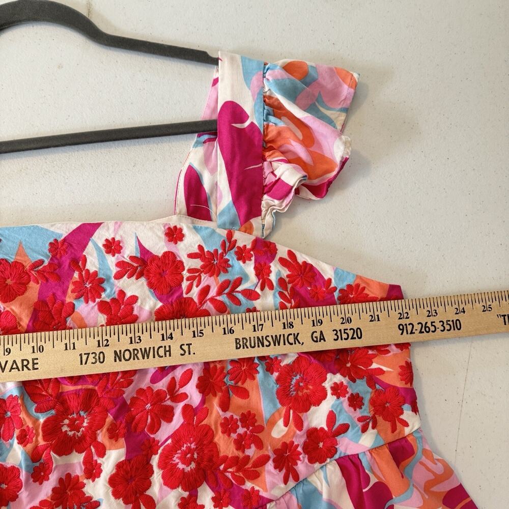Emily Wonder Adria Embroidered Floral Mini Dress Size 2X Pink Feminine Beach - Picture 8 of 11